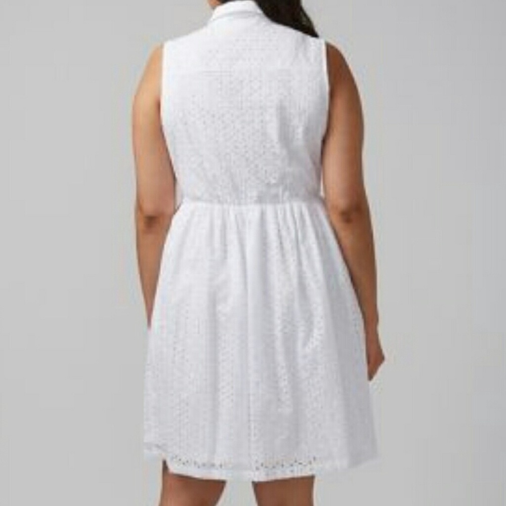 Lane Bryant White Eyelet Sleeveless Shirt Dress - Picture 3 of 4